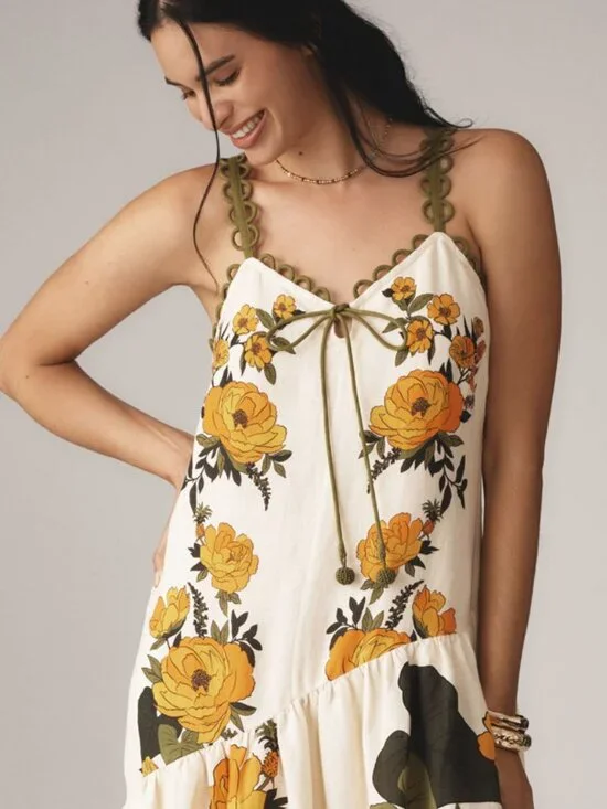 FARM Rio White V-Neck A-Line Maxi Dress Size XL 38228 - Picture 2 of 11